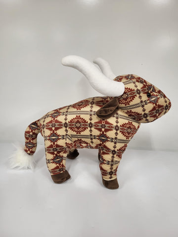 Farm Pals Tan/Red Aztec Plush Longhorn