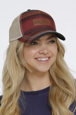 Cinch Ladies Black/Maroon/Rust Serape Leather Patch Ball Cap