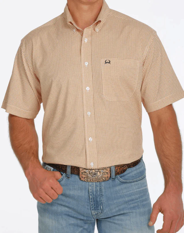 Cinch Men's Arenaflex Yellow Square Pattern Button Up