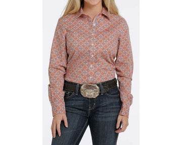Cinch Ladies Orange/Pink Diamond Paisley Button Up