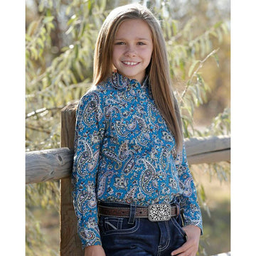 Cinch Girls Blue Paisley Snap Shirt