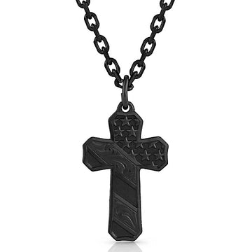 Montana Silversmiths Black Patriotic Cross Necklace