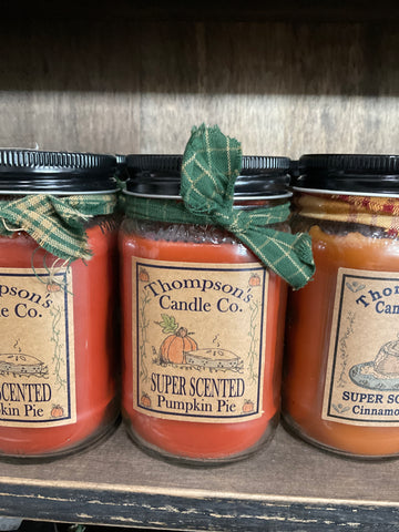 Thompson's Candle Co. 12 OZ Mason Jar Candles- Pumpkin Pie