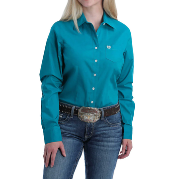 Cinch Ladies Teal Button Up