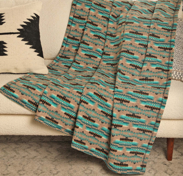 Rock & Roll Aztec Fleece Blanket Gray/Blue