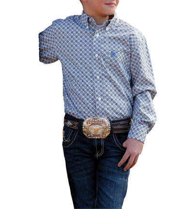 Cinch Boys Square Print Button Up