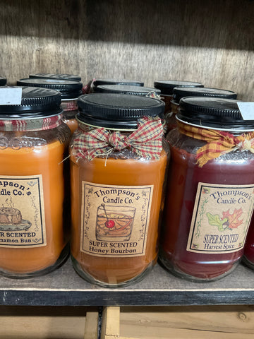 Thompson's Candle Co. 20 OZ Mason Jar Candles- Honey Bourbon