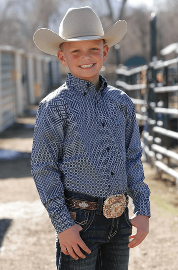 Cinch Boys Navy Flower Print Button Up