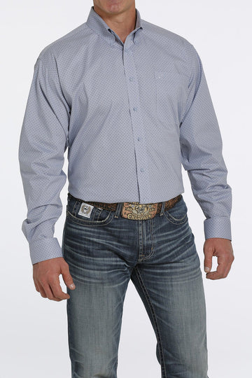 Cinch Men's Light Purple Square Print Button Up