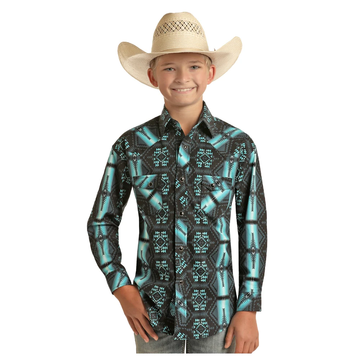 Rock & Roll Boys Aztec Woven Snap Shirt