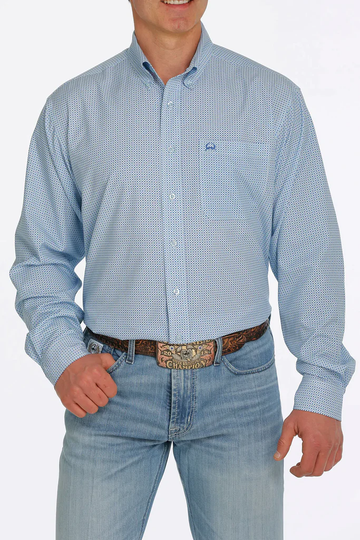 Cinch Men's Arenaflex Light Blue LS Button Up