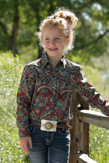 Cinch Girls Multi-Color Paisley Snap Shirt