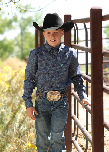 Cinch Boys Navy Print Button Up