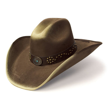 Western Express Brown Suede Sunburst Concho Cowboy Hat