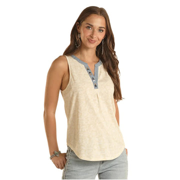 Panhandle Ladies Embroidered Tan Tank Top