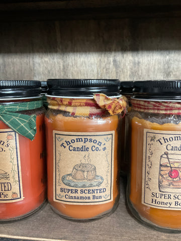 Thompson's Candle Co. 12 OZ Mason Jar Candles- Cinnamon Bun