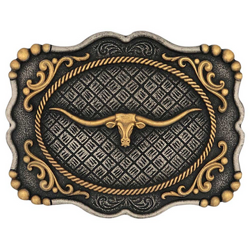 Montana Attitude Square Longhorn Belt Buckle