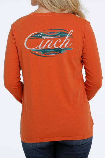 Cinch Ladies Orange LS TShirt