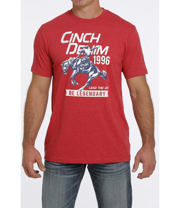 Cinch Men's Red Cinch Denim T-Shirt