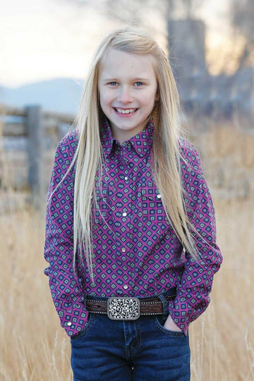 Cinch Girls Purple Square Snap Shirt