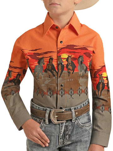 Rock & Roll Boys Orange/Tan Borders Snap