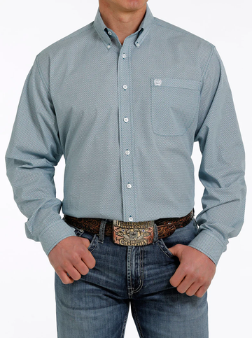 Cinch Men's Blue Geo Print Button Up