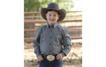 Cinch Boys Gray Geo Print Button Up