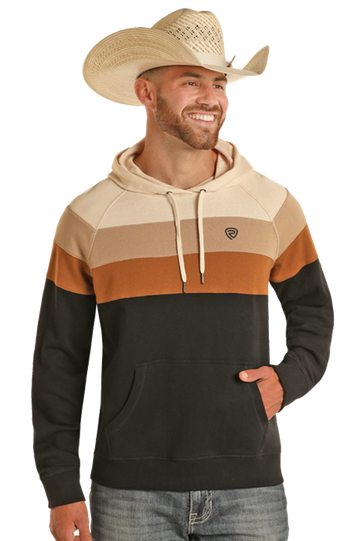 Rock & Roll Men's Tan/Black Striped Hoodie