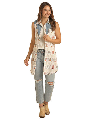 Panhandle Ladies Boots & Pearl Snap Shirt Dress Small