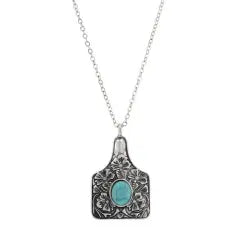 Montana Silversmiths Floral Turquoise Cow Tag