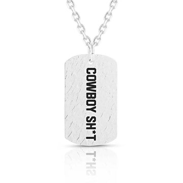 Montana Silversmiths Cowboy Sh*t Silver Dog Tag Necklace
