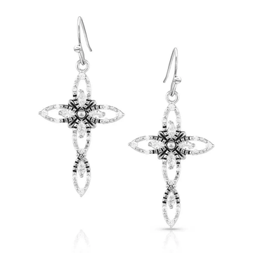 Montana Silversmiths Star of Wonder Crystal Cross Earrings
