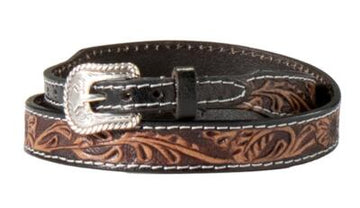 Hatband- Dark Leather Floral Tooled
