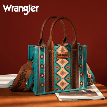 Wrangler Ladies Small Tote Teal/Brown