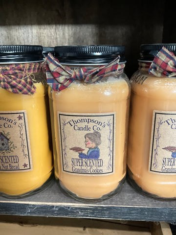 Thompson's Candle Co. 20 OZ Mason Jar Candles- Grandma’s Cookies