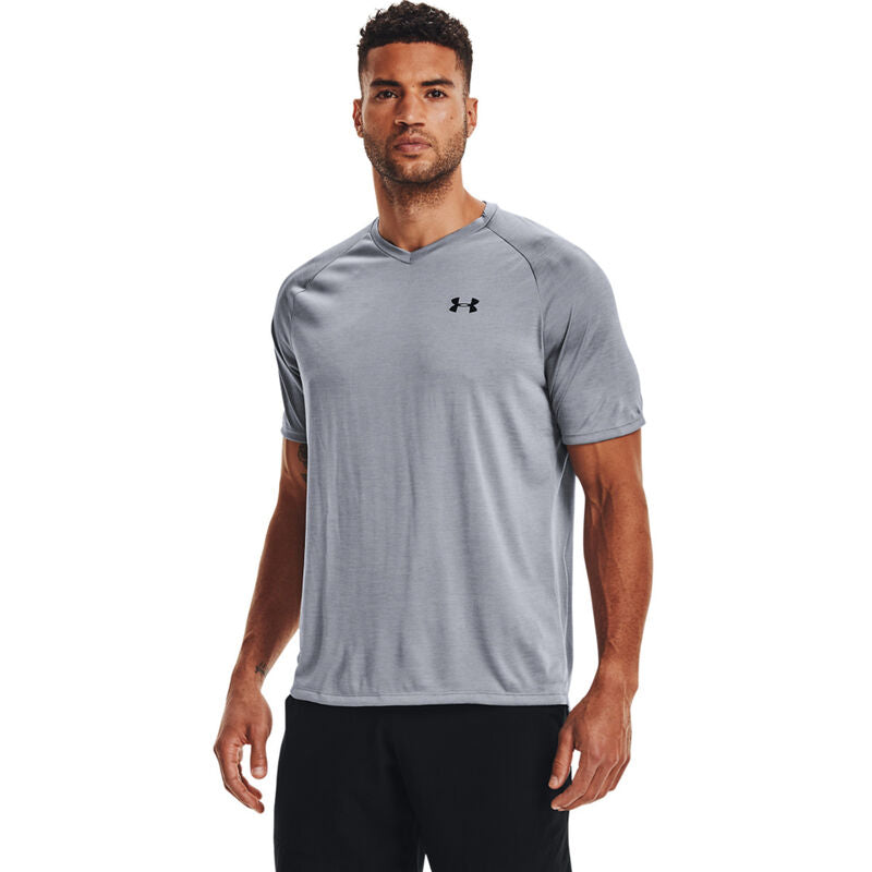 UA Men's V-Neck Tech Tee Gray