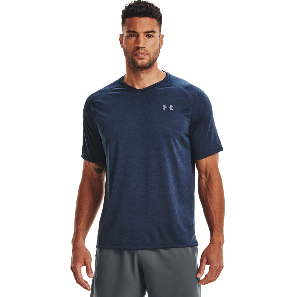UA Men's V-Neck Tech Tee Navy Blue