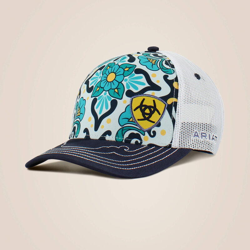 Ariat Teal Floral Ball Cap