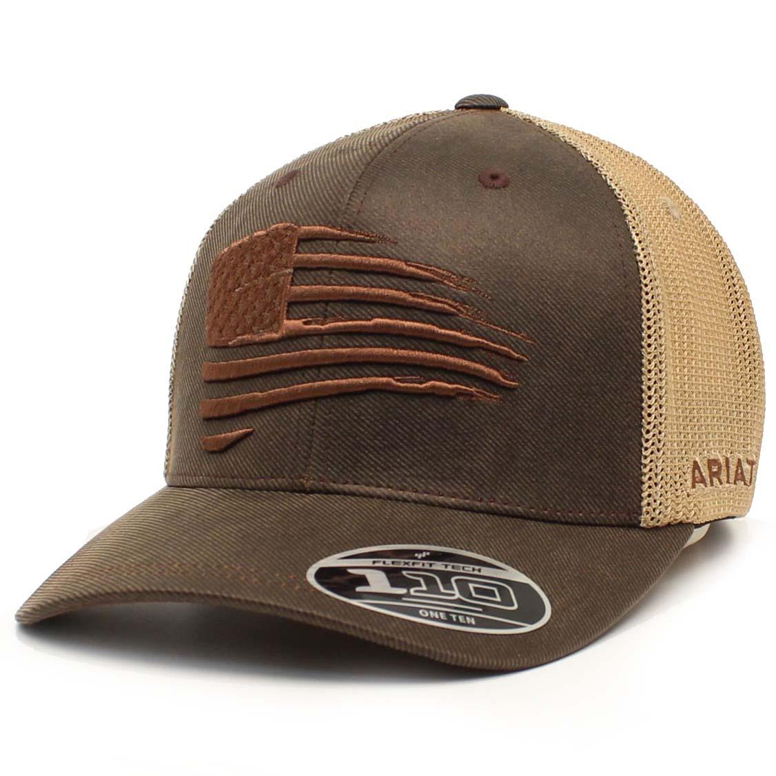 Ariat Brown Stitched Flag Ball Cap