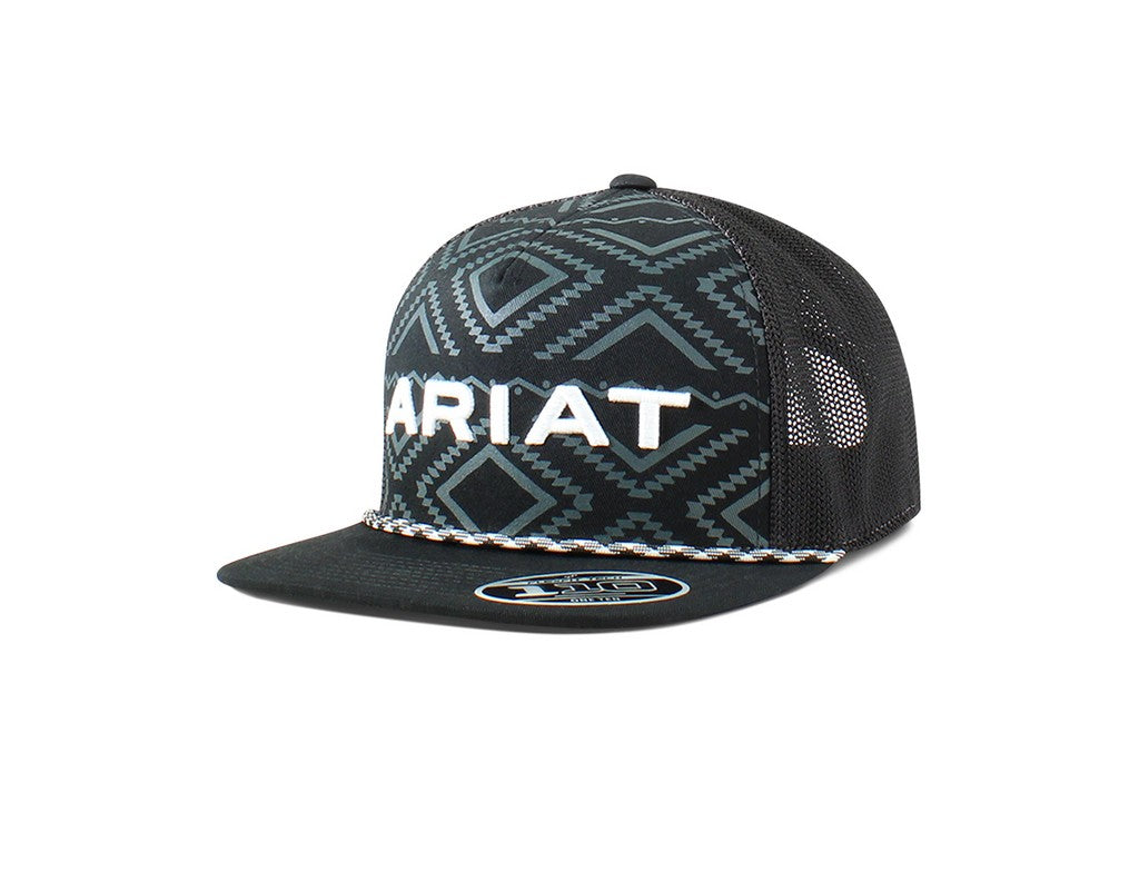 Ariat Black Aztec White Stitched Logo Ball Cap