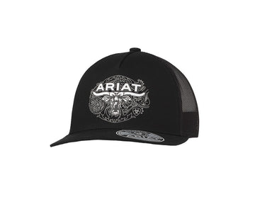 Ariat Black Steer Head Ball Cap