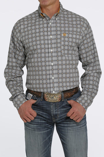 Cinch Men's Square Pattern Button Up