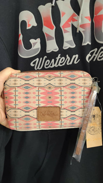 Catchfly Pink Southwestern Print Canvas Pouch