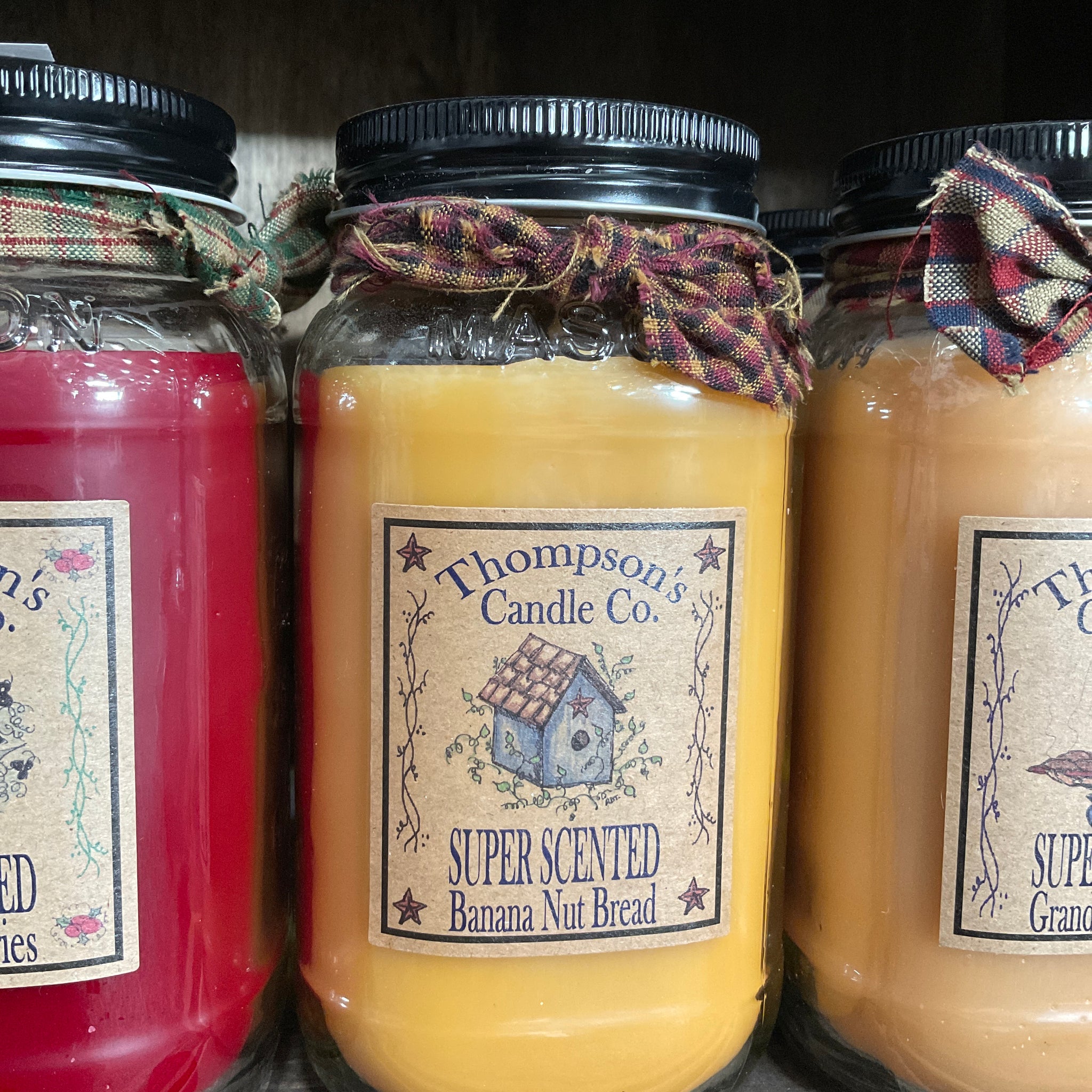 Thompson's Candle Co. 20 OZ Mason Jar Candles- Banana Nut Bread