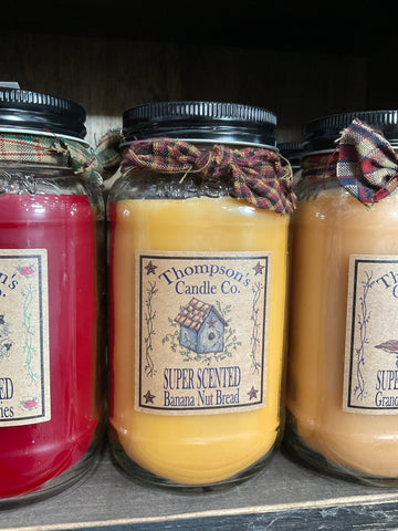 Thompson's Candle Co. 20 OZ Mason Jar Candles- Banana Nut Bread