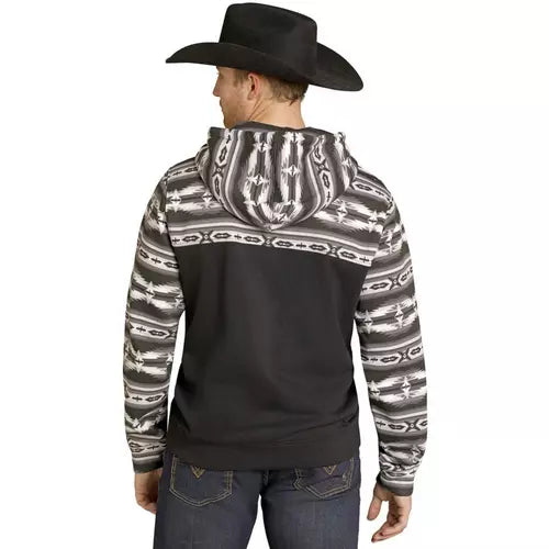 Rock & Roll Men's Black Aztec Snap Hoodie