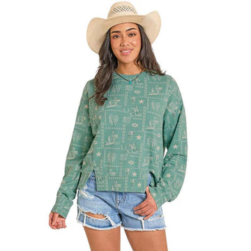 Rock & Roll Ladies Turquoise Pullover