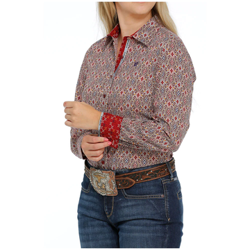 Cinch Ladies Maroon Diamond Paisley Button Up