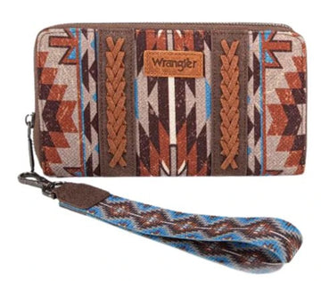 Wrangler Ladies Brown/Blue Aztec Wallet