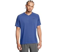UA Men's V-Neck Tech Tee Blue